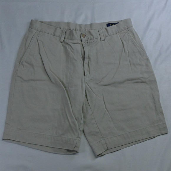 Polo Ralph Lauren‎ 33 x 9" Khaki Recent Flat Front Chino Shorts - Picture 1 of 5